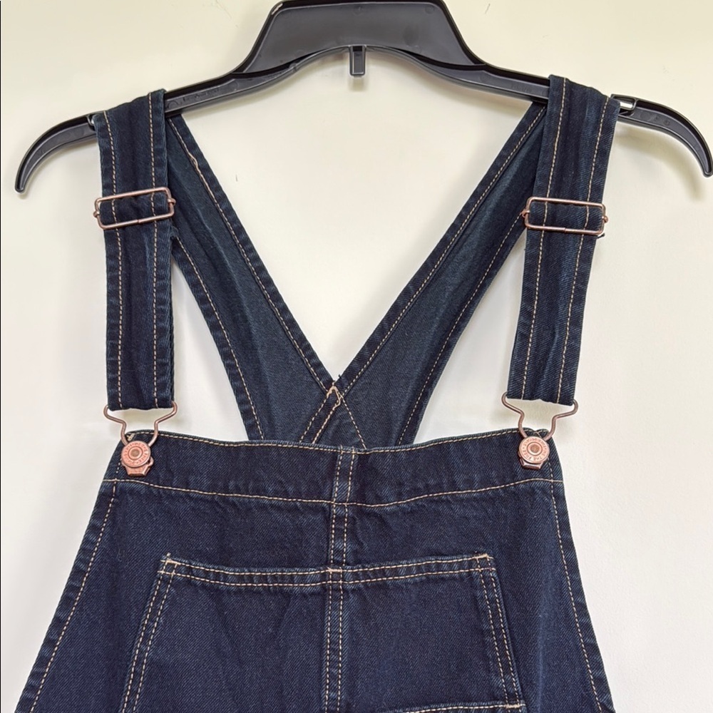 We The Free Black Denim Overalls with Pink Button Accents - Picture 3 of 12